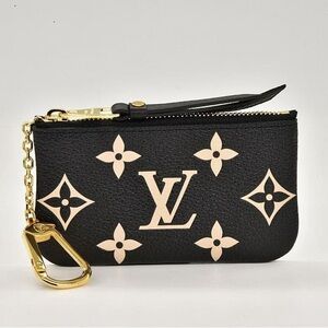 Louis Vuitton Black and Tan Monogram Wristlet
